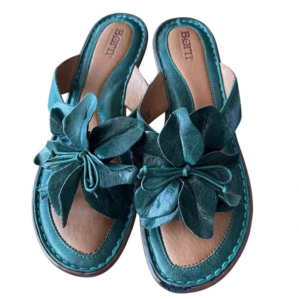 Shoe LOT Italian Shoemakers & Born Women Sandals Size 7/8 Floral Leather Summer